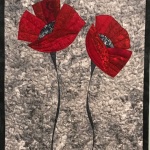 Two red poppies on grey 2
