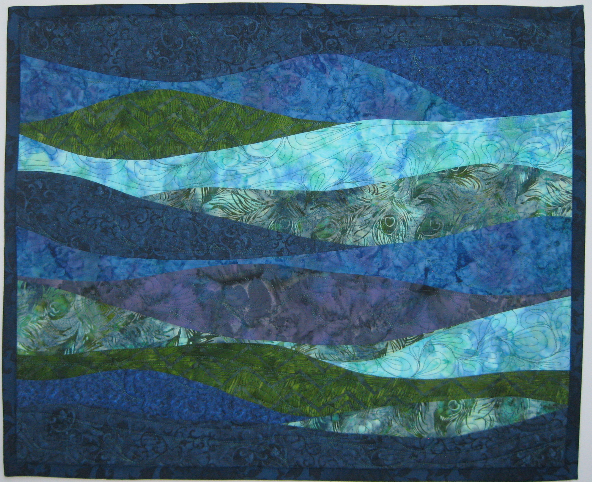 Blue Green Waves Art Quilt