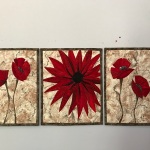 CUSTOM Red Flowers Triptych