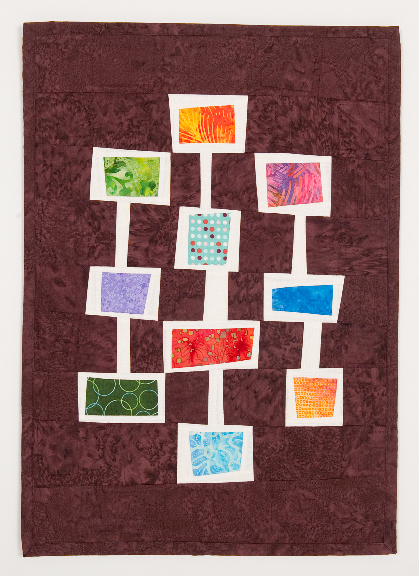 Wonky Colorful Squares Art Quilt