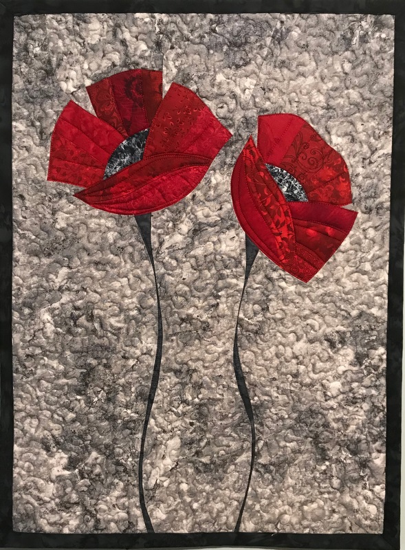 Two red poppies on grey 2
