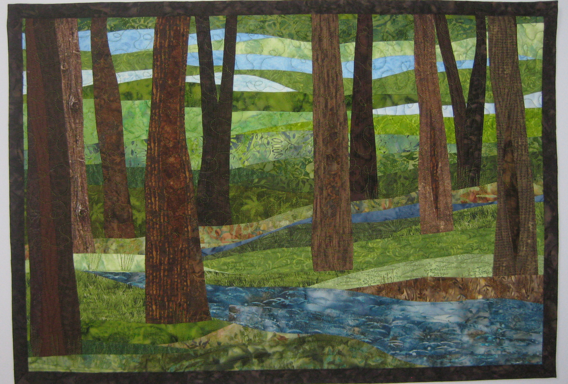 Trees with Stream 6 Art Quilt