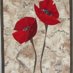 Red Poppies on Cream 1