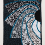 Black White Turquoise Sun Art Quilt