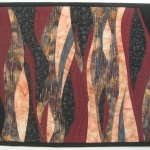 Maroon Peach Waves Art Quilt
