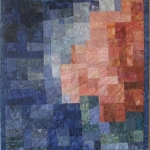Peach Blue Sun Art Quilt