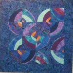 Blue Purple Wonky Circles Art Quilt