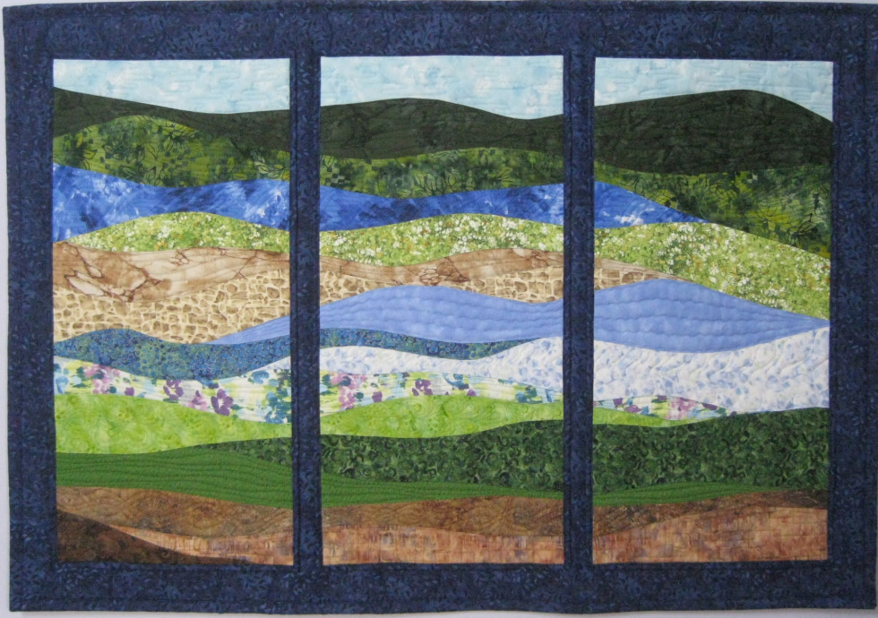 Triptych Quilt Landscape Art Quilts by Sharon
