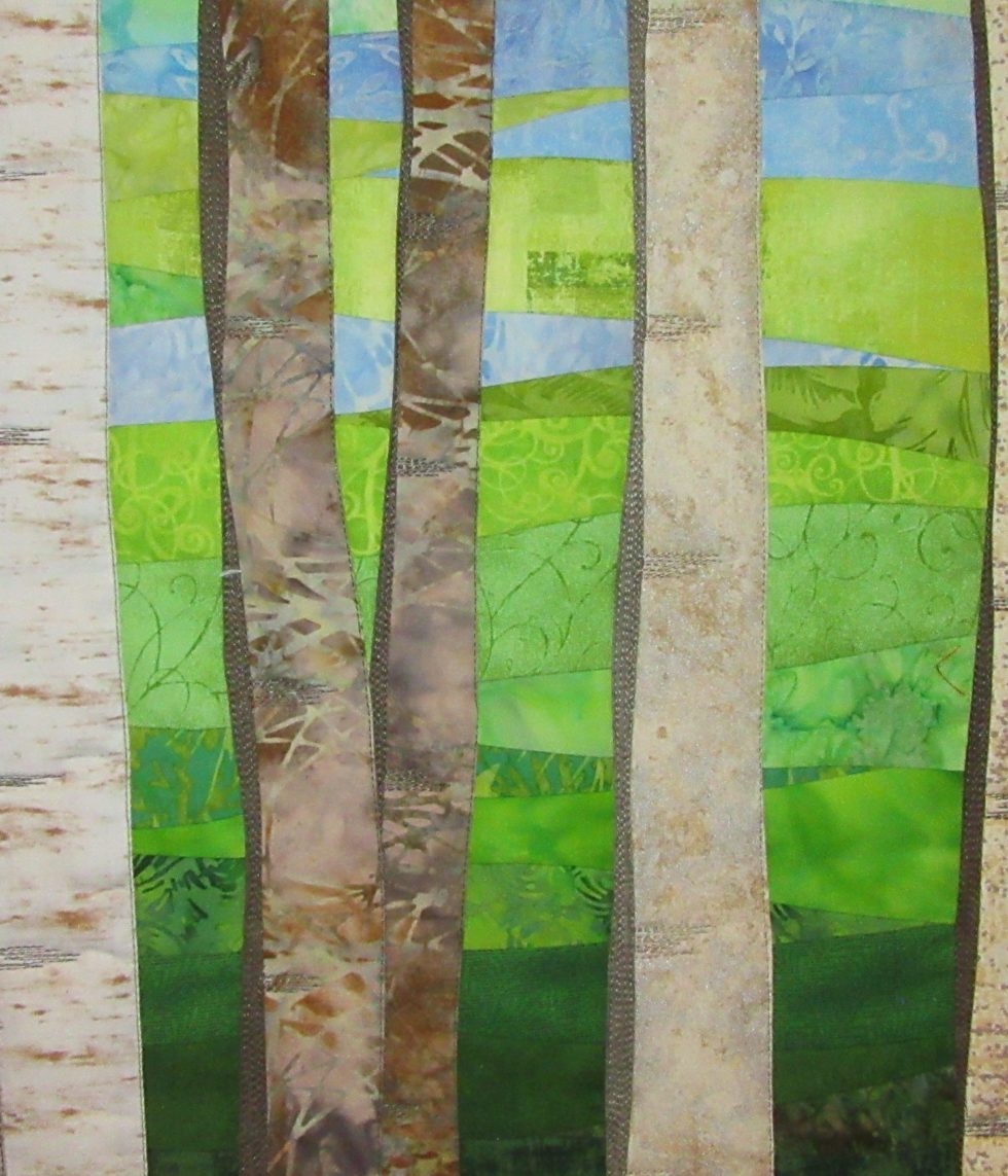 Free Motion Quilting TREES in Landscape quilts Art Quilts by Sharon